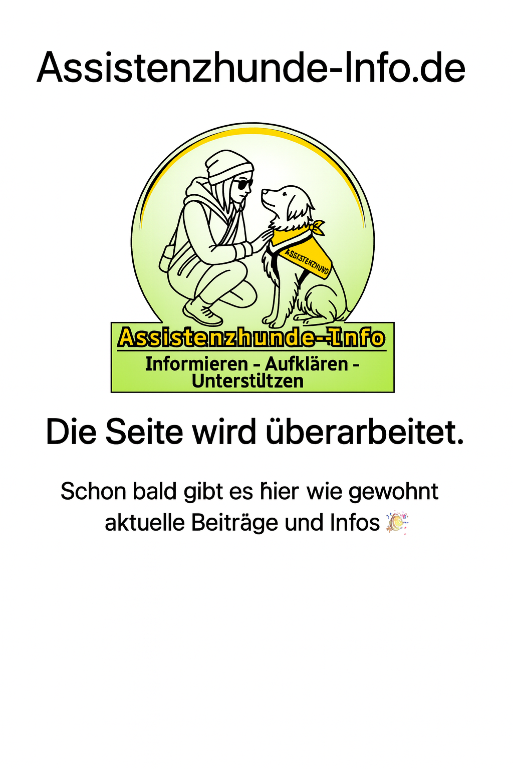 Seite in Bearbeitung – Assistenzhunde-Info